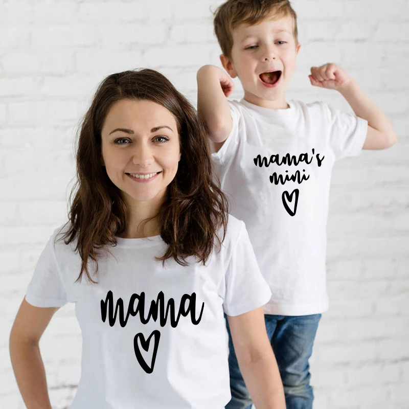 Summer Family Matching Short T Shirt Mommy And Girl Print Letters Mama Daughter Clothes Fashion T Shirt Litte Baby Kids Outfit