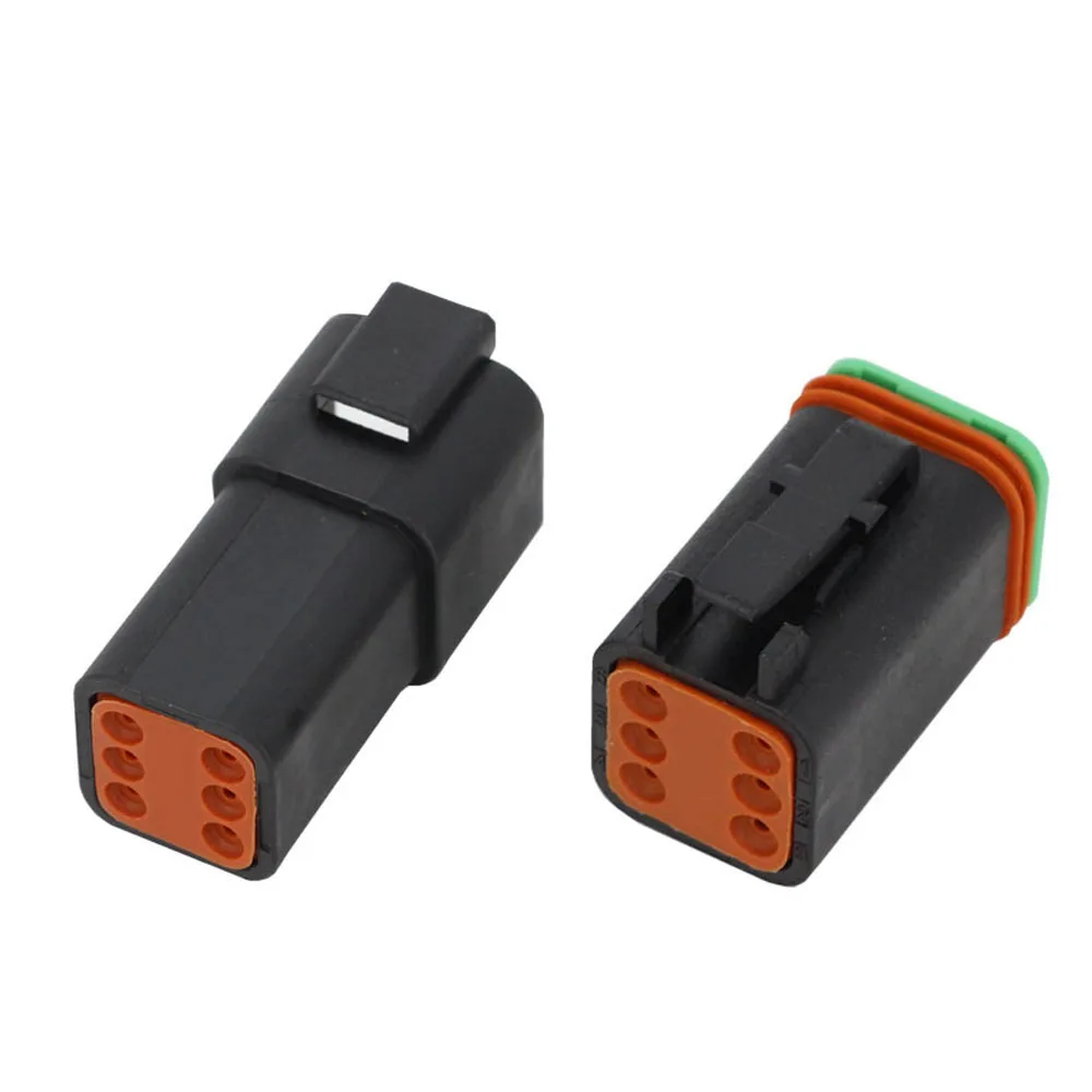 Black 5 Sets 6-Pin Waterproof DT Connectors DJ3061Y-1.6-11/21 DT04-6P DT06-6S Electrical Wire Connector Plug 22-16AWG