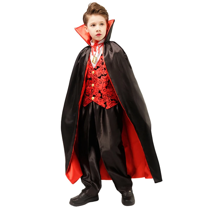 Costume de Vampire Gothique Effrayant pour Enfant Garçon, Cosplay d'Halloween, ixde Carnaval