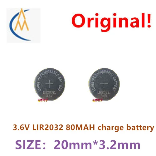 New and authentic lir2032 charging battery 3.6V rechargeable button lithium battery button charging battery timer alarm clock to