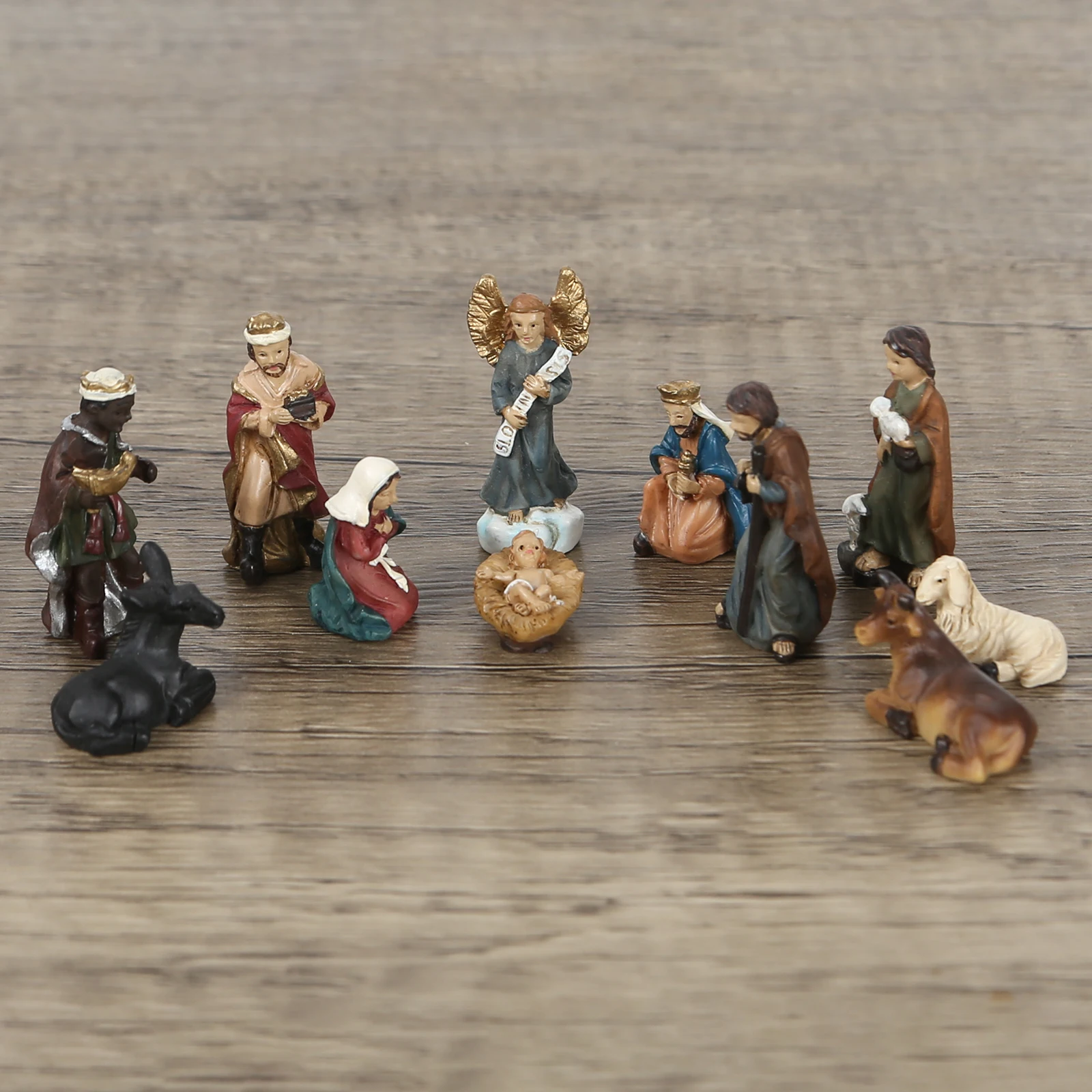 Colorful Nativity 11pc Set - Holy Family Birth of Jesus Figurine Christmas Home Decor Miniatures Ornament Church Xmas Gift