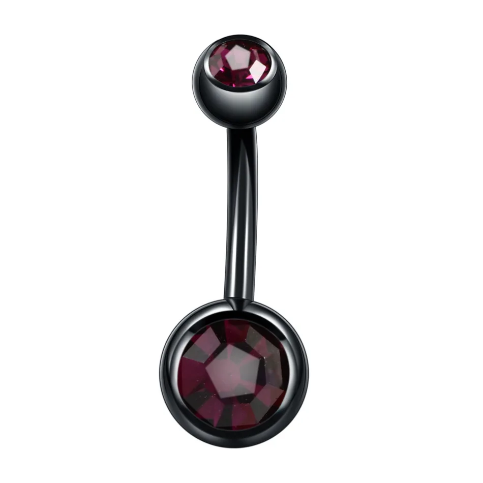 2PC 316l Surgical Black Assorted Colors With Double Zircon Balls Belly Button Ring Navel Piercing Body Jewelry 14g пирсинг