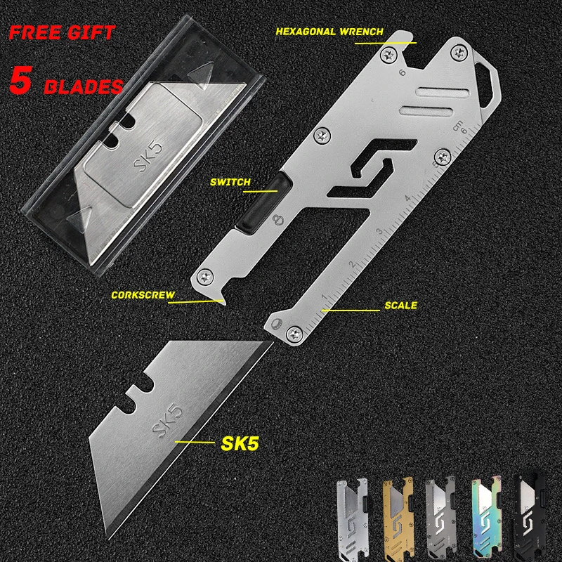 EDC maket bıçağı açık kendini savunma bıçakları cüzdan kredi kartı bıçak açık Multitool askeri kredi araçları kolye el aracı