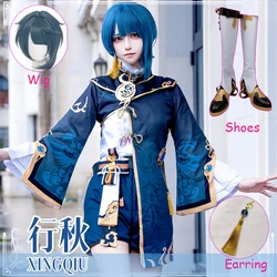 Gioco Anime GenshinImpact XingQiu Costume Cosplay Xing Qiu Vestito Scarpe Orecchini Parrucca Cosplay Costume di Halloween Donna