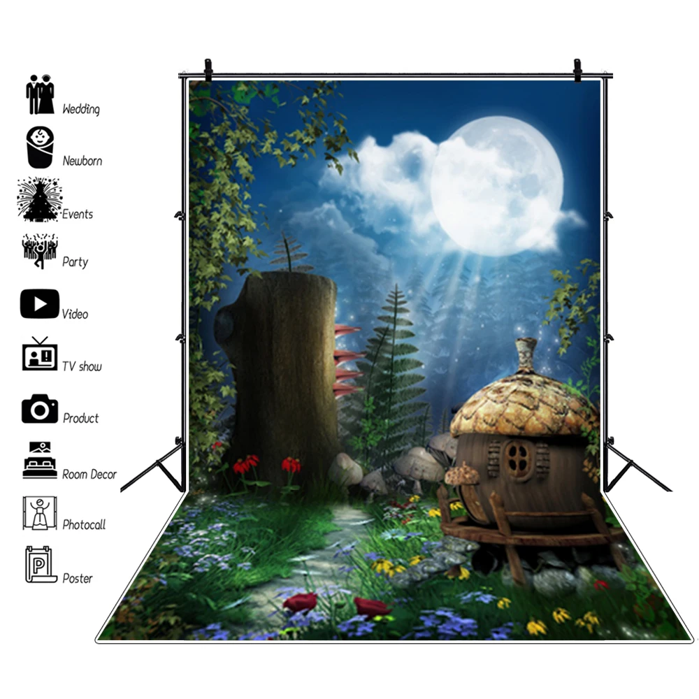 Wonderland Photozone Fairytale Forest ต้นไม้หิน Waterflow หญ้าการถ่ายภาพฉากหลังภาพพื้นหลังภาพเด็กทารก Photophone