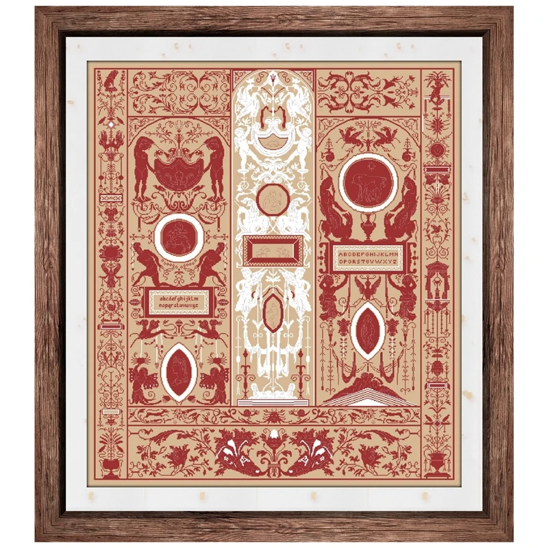 

Reniassance sampler cross stitch counted pattern design 18ct 14ct 11ct linen flaxen canvas embroidery DIY needlework