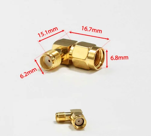 2 Stück sma Buchse zu rp sma Stecker 90 Grad rechtwinklig rp sma Stecker zu Buchse Adapter für WLAN-Antenne/fpv jx Stecker