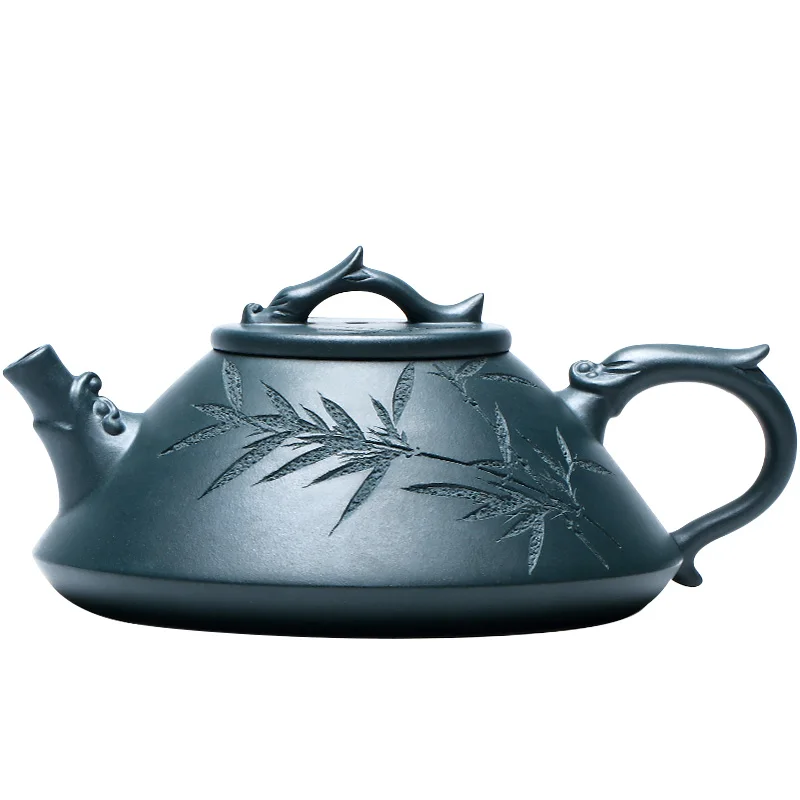 ★Yixing purple clay teapot is completely hand-painted, green clay teapot with single teapot and small capacity of 200cc