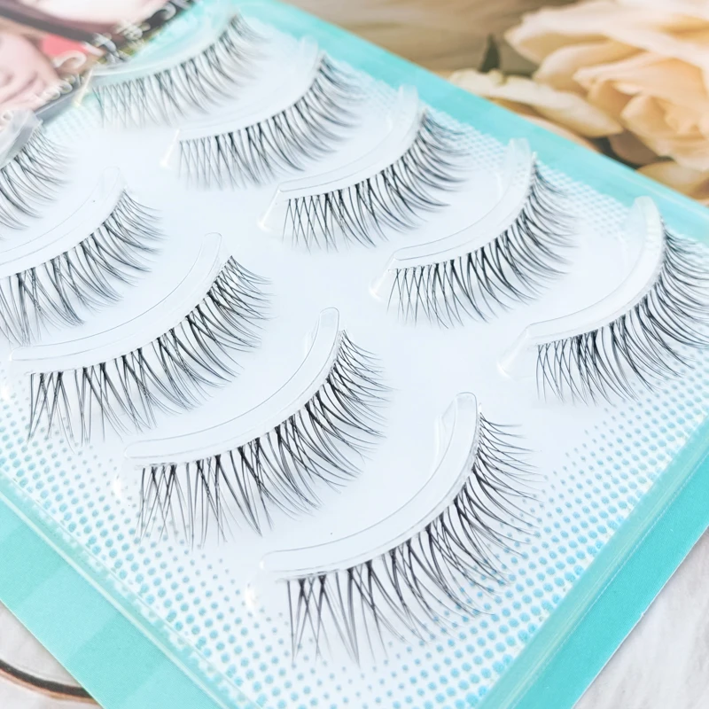 Slim Transparent Band 5 Pairs Makeup Natural Eyelashes Korean Eye Lashes Set Fluffy Soft Reusable Extension Wholesale