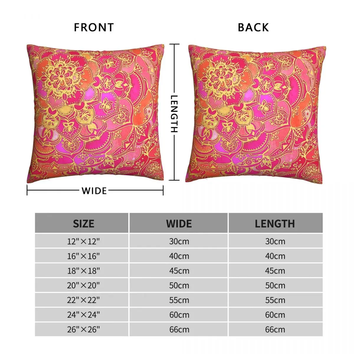 Hot Pink And Gold Baroque Floral Pillowcase Polyester Linen Velvet Zip Decor Pillow Case Home Cushion Cover