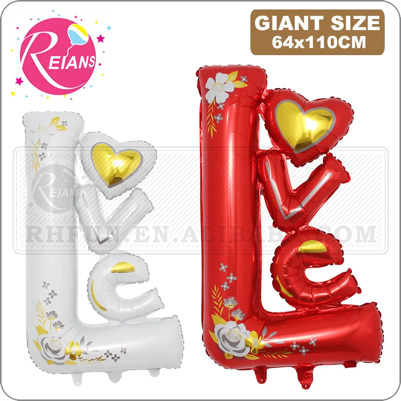 

Large Flower LOVE Letter Foil Balloon Anniversary Wedding Valentines day Birthday Party Decoration Champagne Cup Photo Props