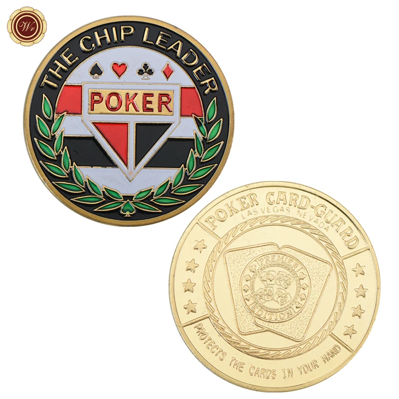 THE CHIP LEADER Poker Casino Chips Coin Table Game Poker Card Guard Protector Metal Luck Challenge Chips Token Coins Collection