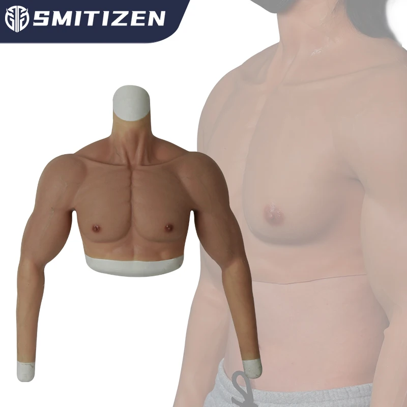 

Smitizen Cosplay Male Suit with Arms Fake Belly Men's Muscle Chest Crossdresser Realistic Silicone Macho Artificial Simulation