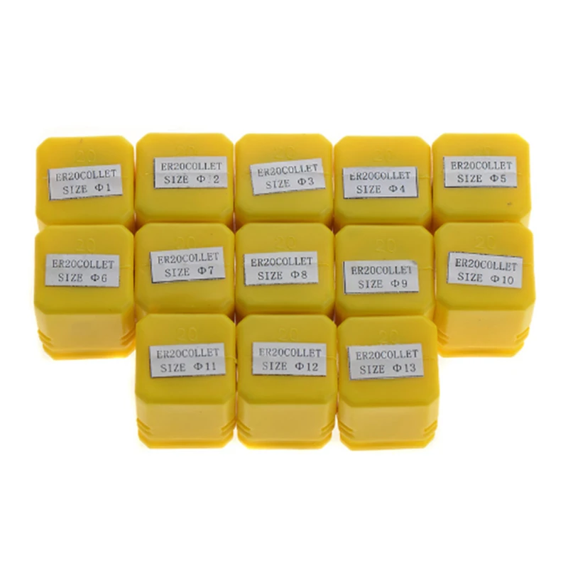 13 PCS 1-13mm ER20 ฤดูใบไม้ผลิ COLLET CNC Workholding Engraving & เครื่องกลึง