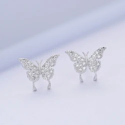 925 Sterling Silver Butterfly zircon Stud Earrings For Women Fashion Jewelry sterling-silver-jewelry pendientes