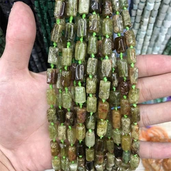 Natural Peridot Tube Stone Beads,Green Olivine Cutting Nugget Birthstone Beads For Necklace Bracelet Making MY210483