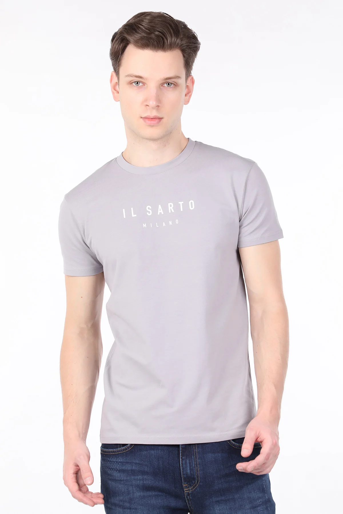 Male Light Gray Cycling Neck T-shirt