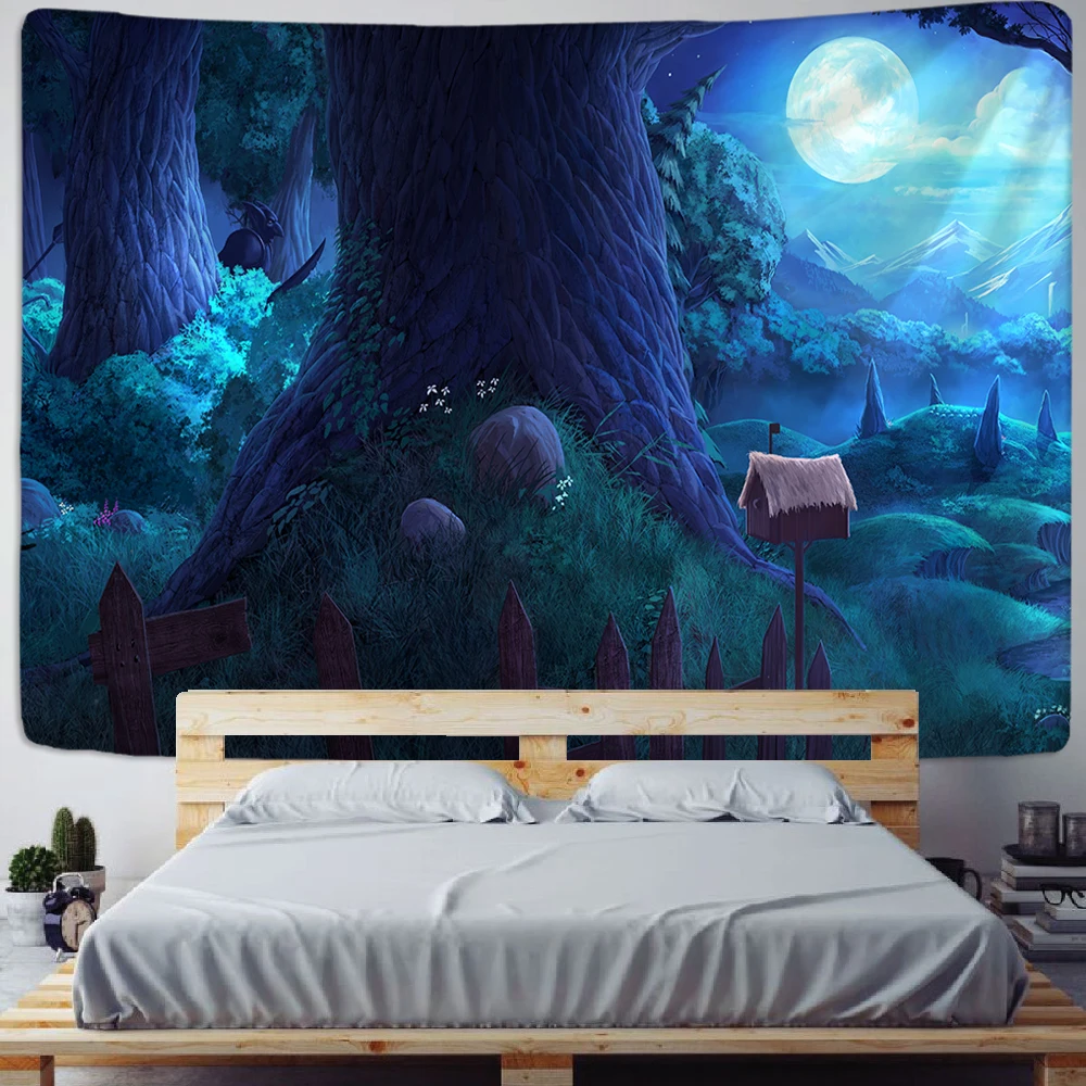 Cabin In The Woods Wall Hanging Bedroom Tapestry Carpet Home Backdrop Halloween Decor tapestry wall sofa cover beach towel