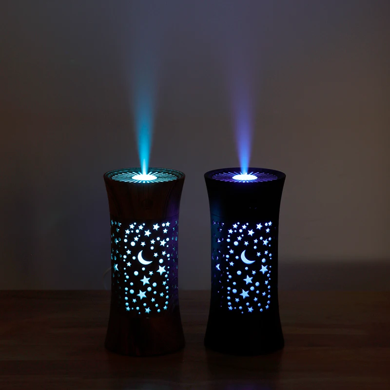 Humidificador de Aroma portátil 3 en 1, difusor de Aroma con USB, grano de madera, diseño delicado, cintura pequeña hueca, Mini luz LED nocturna, ventilador pequeño, 260ml