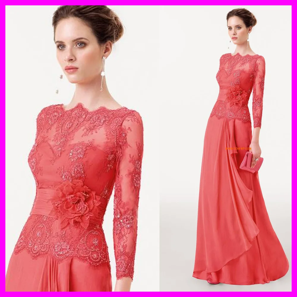 

plus size Coral Mother Of The Bride Lace Dresses With Flower Pant Suits Prom Evening Gowns Dresses Chiffon Party Dresses 2025