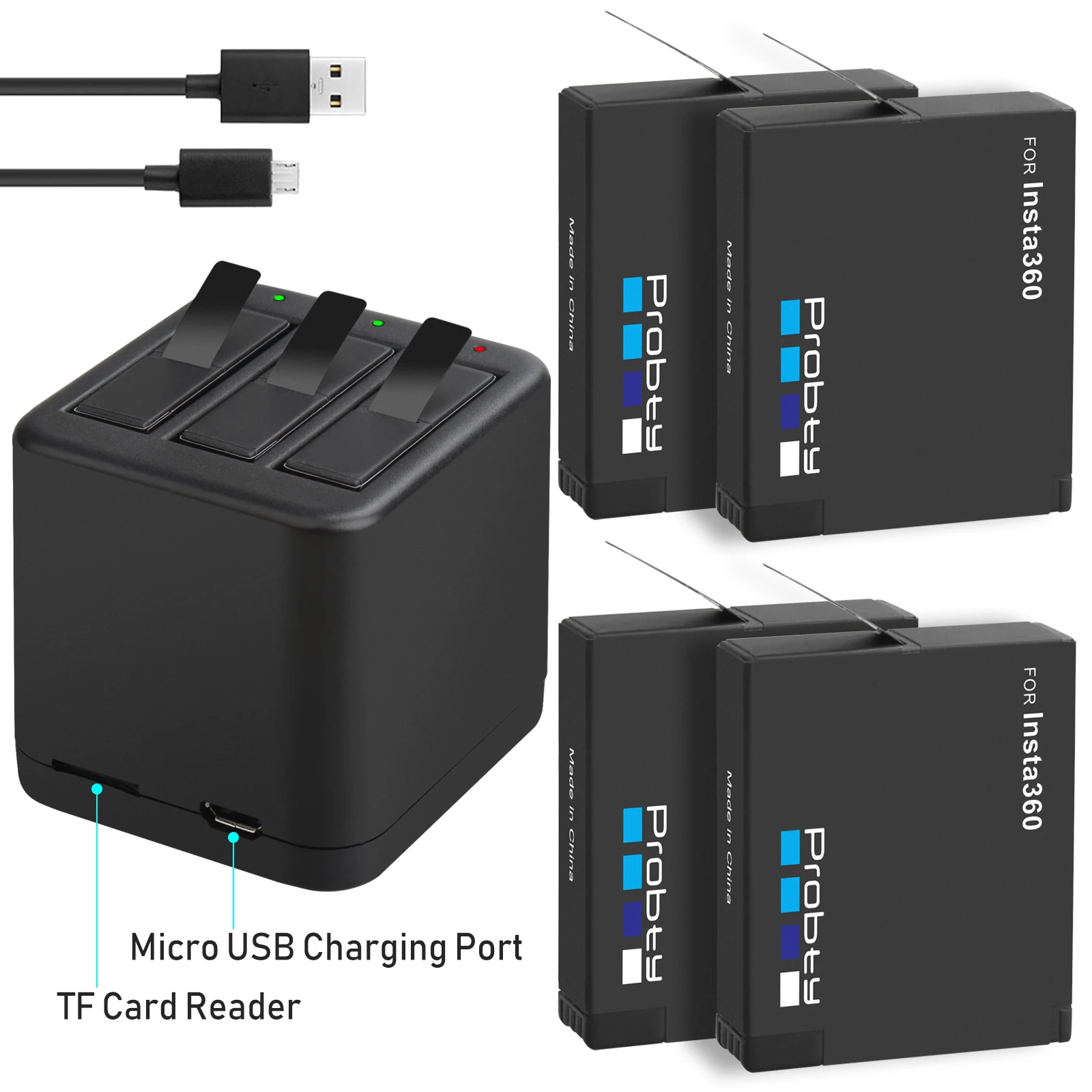 Insta360-شاحن بطارية ONE X ، دعم قراءة وكتابة بطاقة TF في نفس الوقت