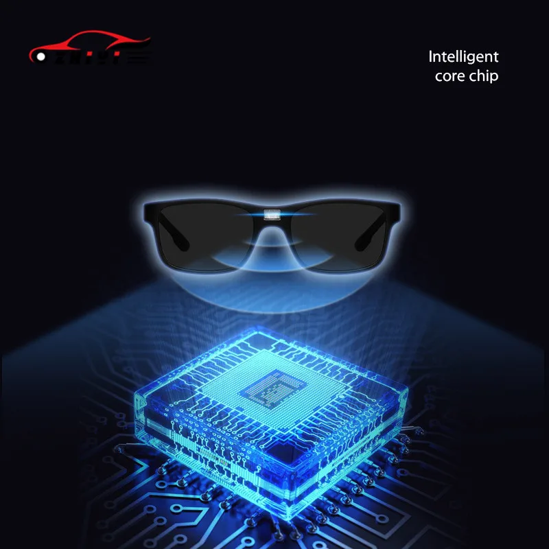 ZHIYI Black Vintage Men Women Chameleon Glasses LCD Smart Chip Photochromic Polarized Sunglasses Anti-Glare Glasses for Driving