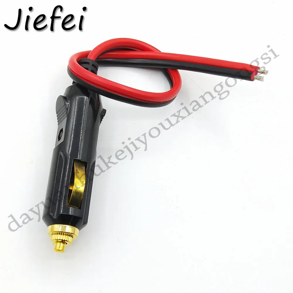 1Pcs Gold-plated High Quality Auto15A Male Car Cigarette Lighter LED Socket Plug Connector Adapter 14AWG