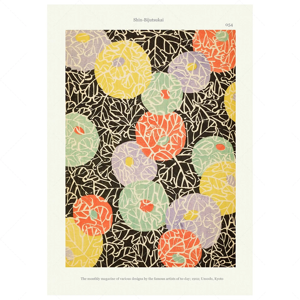 Vintage Japanese print pattern art 1902 Shin-Bijutsukai poster wall home decoration