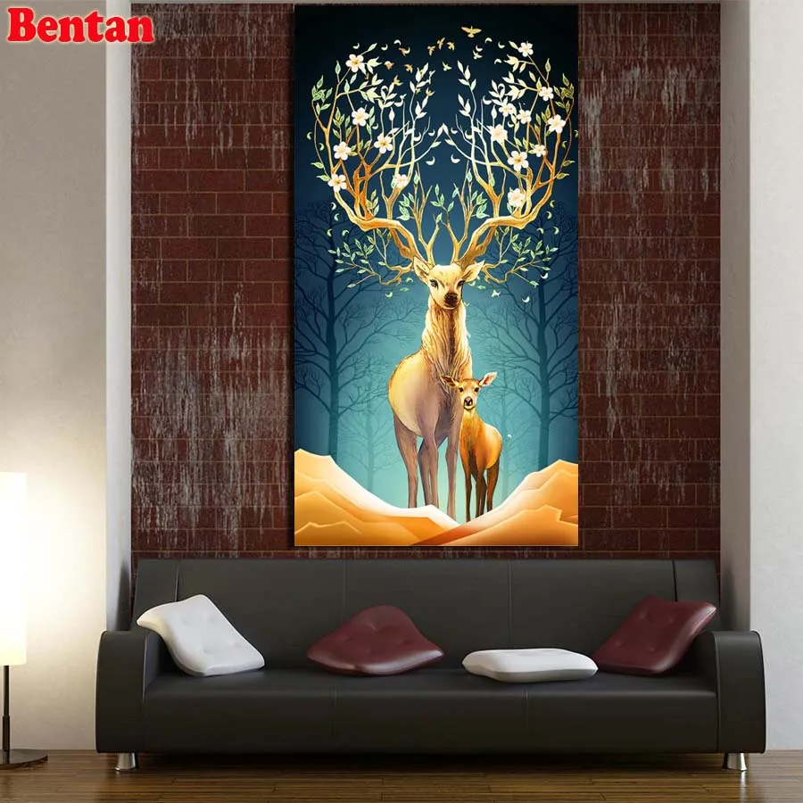 3D Diamond Embroidery Animal Elk Large DIY Diamond Painting cross stitch Mosaic Diamond round square deer hallway decor art