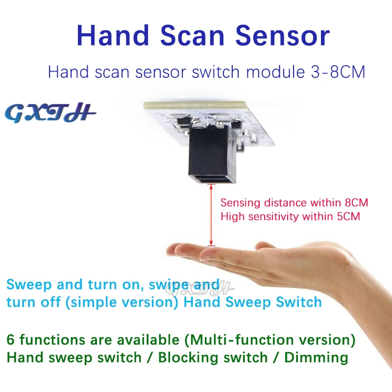 5-24V modulo interruttore a induzione manuale a onda spazzata a mano sensore di spazzata a mano armadio per casa intelligente armadio LED luce di controllo dimmerabile