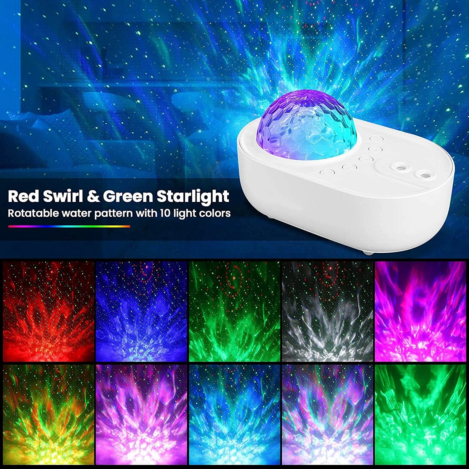 Spaceship Projector Led Night Light Aid Sleeping Romantic Soothing Ocean Wave USB LED Lamp Projection Galaxy Projector