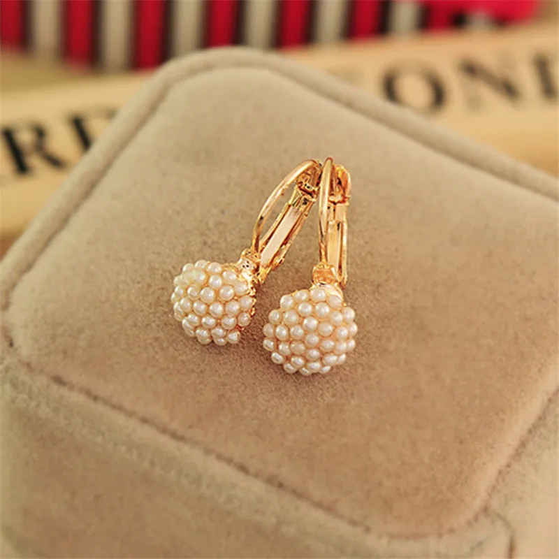 Fashion Pearl Sunflower Earrings Ear Hook Simple Jewelry