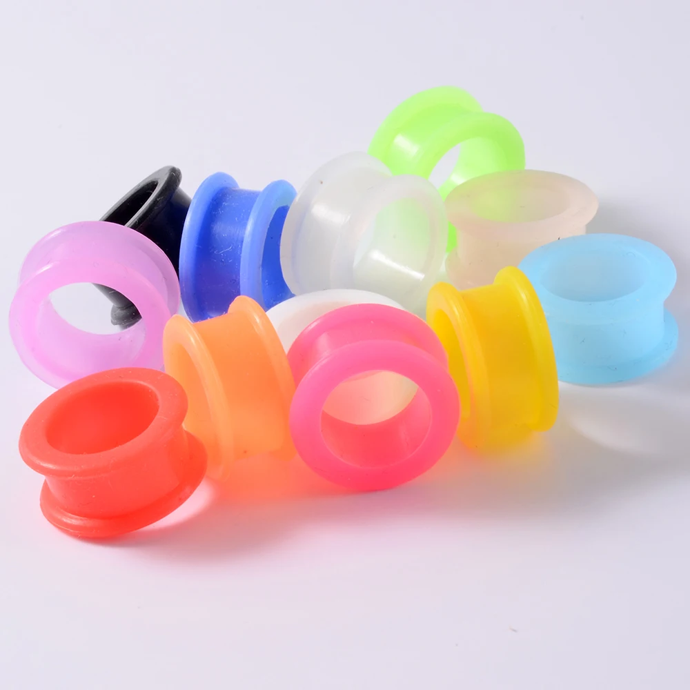 2pcs Flexible Silicone Flexible Skin Ear Tunnels Plugs Ear Hollow Flesh Gauges Piercing Expander Earring Body Jewelry Earlets