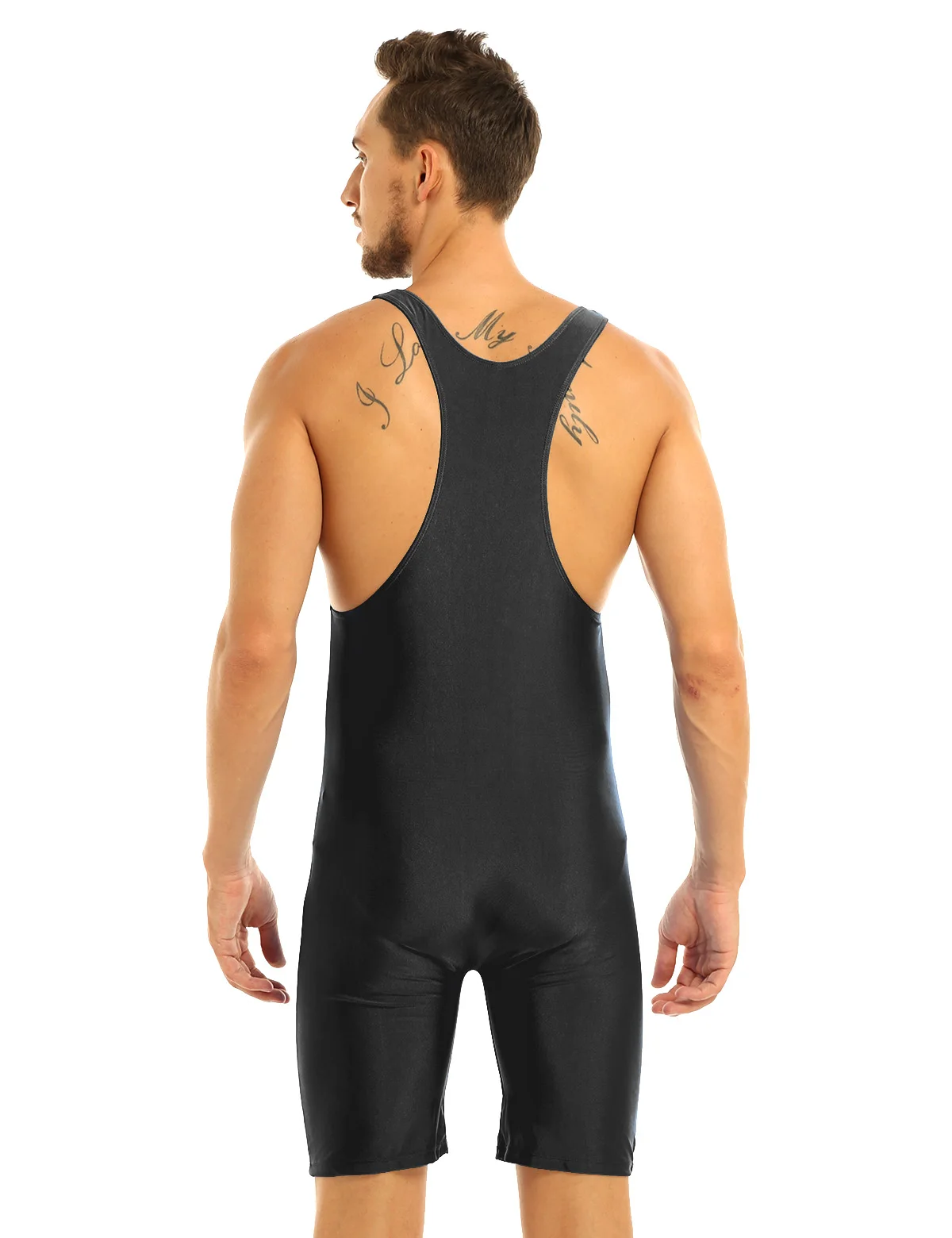 Mens One-piece Bodysuit Ballet Dance Leotard Sleeveless Solid Modified Wrestling Singlet Gymnastics Tight Male Exercise Clothes