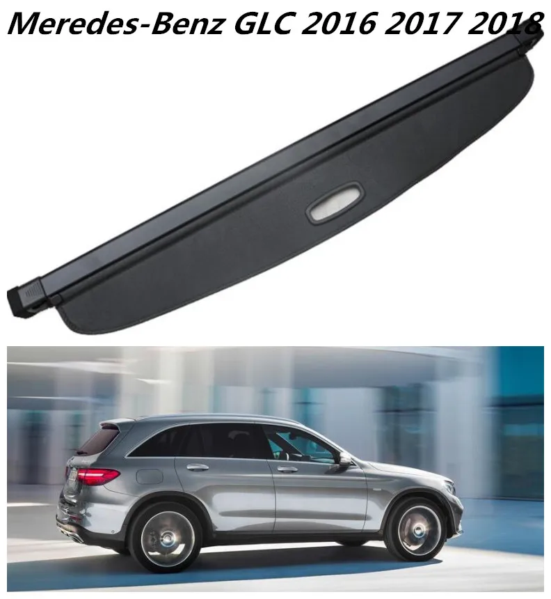 High quality Car Rear Trunk Security Shield Cargo Cover For 16-18 Meredes-Benz GLC X253 2016 2017 2018 2019 ( black, beige)