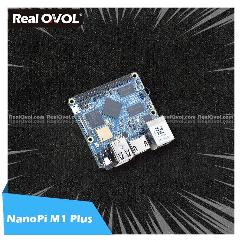 RealQvol FriendlyELEC NanoPi M1 Plus Development Board Allwinner H3 Quad-core Cortex-A7 1.2GHz,1GB DDR3 RAM,8GB eMMC