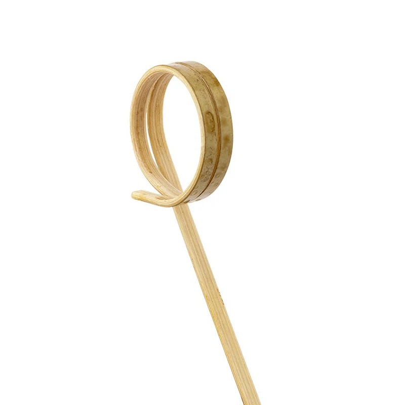 Suministros desechables para fiestas en casa, 100 unidades, 90mm, palillo de lazo de bambú Natural, pinchos de fruta