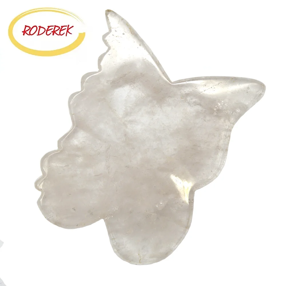 

Butterfly Shape Clear Quartz Jade Gua Sha Stone Massager for Face ,Neck , Arm and Finger Massage with Different Teeth