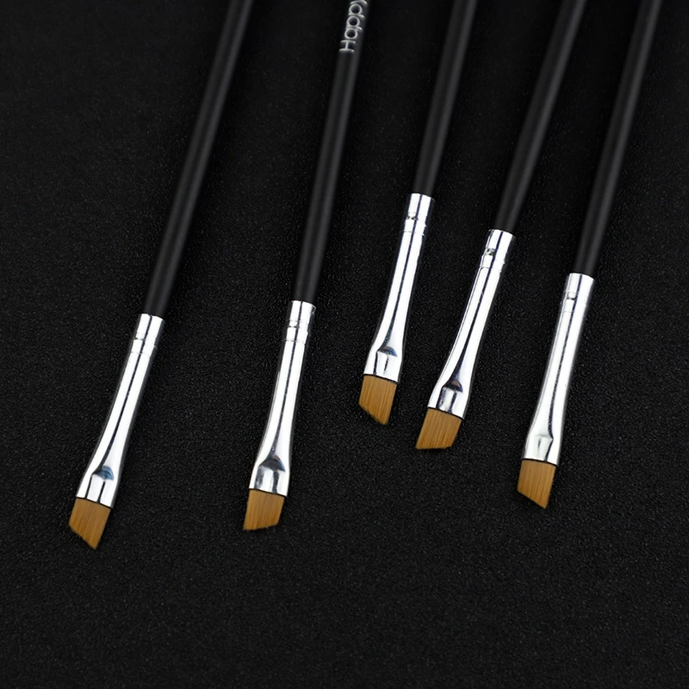 Happy Makeup 5Pcs Black Eyebrow Inclined Flat Angled Brush Eyeliner Eyeshadow Eye Brow Makeup Tool Professional Women Cosmetic