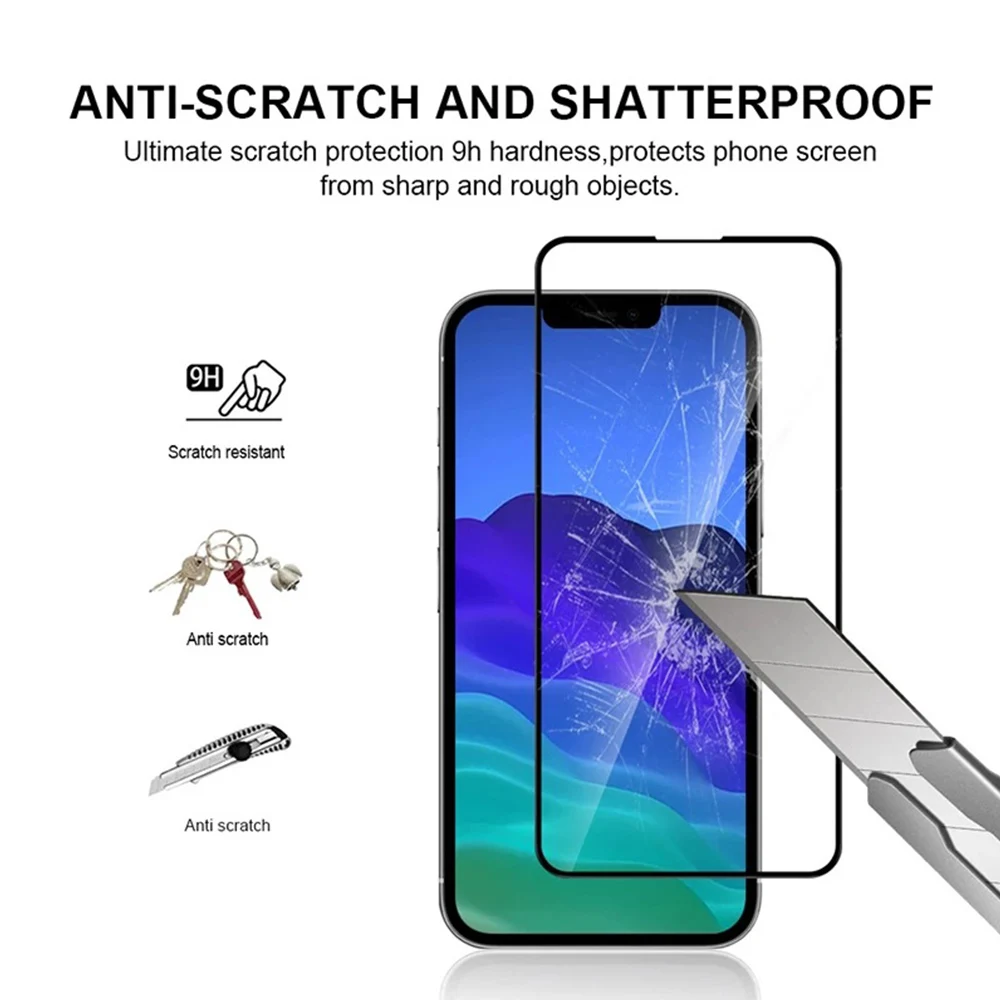 Protective Glass for iPhone 14 13 15 Pro Max Glass Screen Protector For iPhone 12 11 13 pro xr 15 7 8 plus Tempered Glass Cover