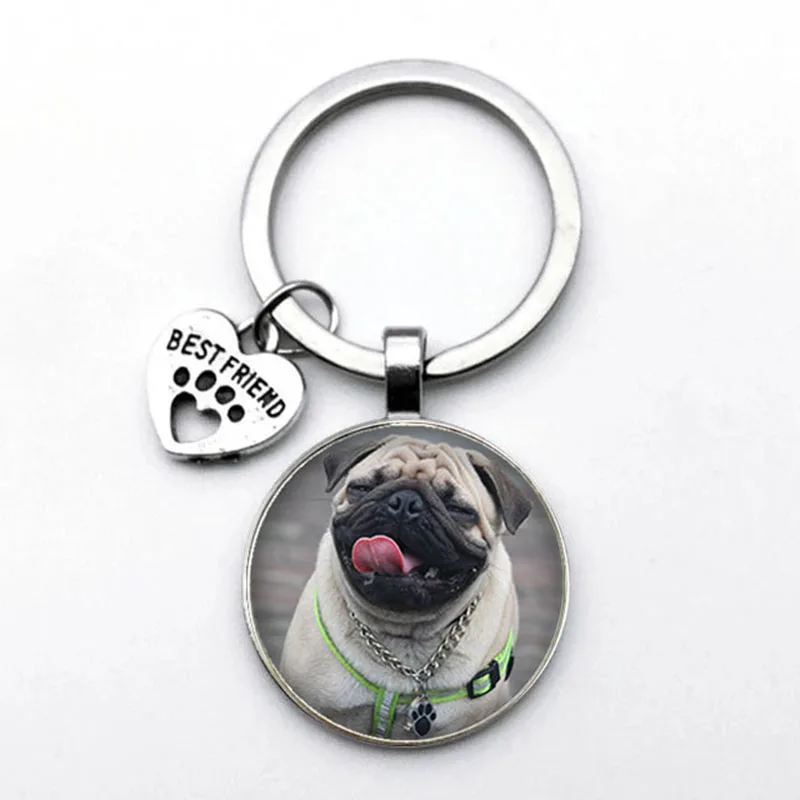 Cute Animal Beagle Pug Dog Glass Cabochon Poodle Teddy Art Picture Glass DIY Handmade Jewelry Keychain Friend Gift