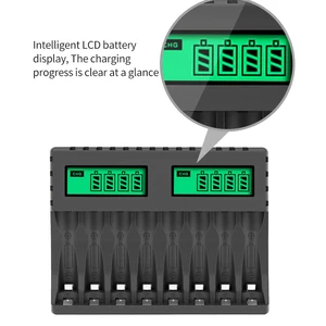 PUJIMAX-Smart Battery Charge for Reloadable Battery AA, AAA, NI-MH, Independent Charging, New LED Display 12 Main sales charger of rechargeable batteries - №2