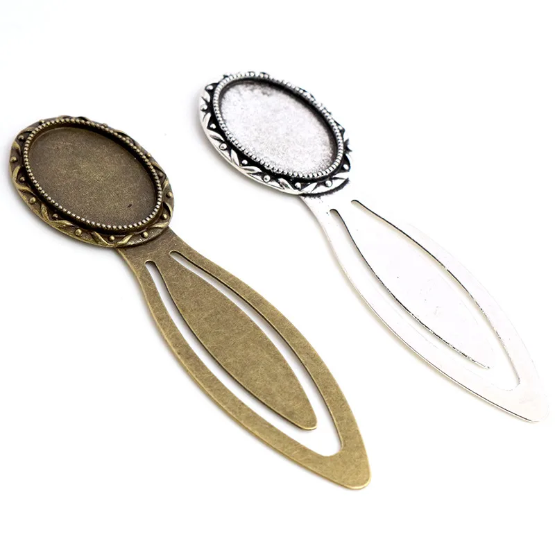 

New Fashion 2pcs 18x25mm Inner Size Antique Silver Plated Bronze Vintage Style Handmade Bookmark Cabochon Base Cameo Setting