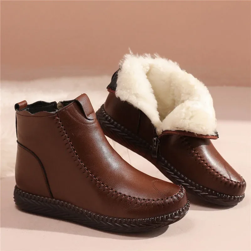 GKTINOO 2024 Stivali da neve da donna Stivali invernali con tacco piatto Stivaletti da donna Caldi scarpe impermeabili Stivaletti in lana di