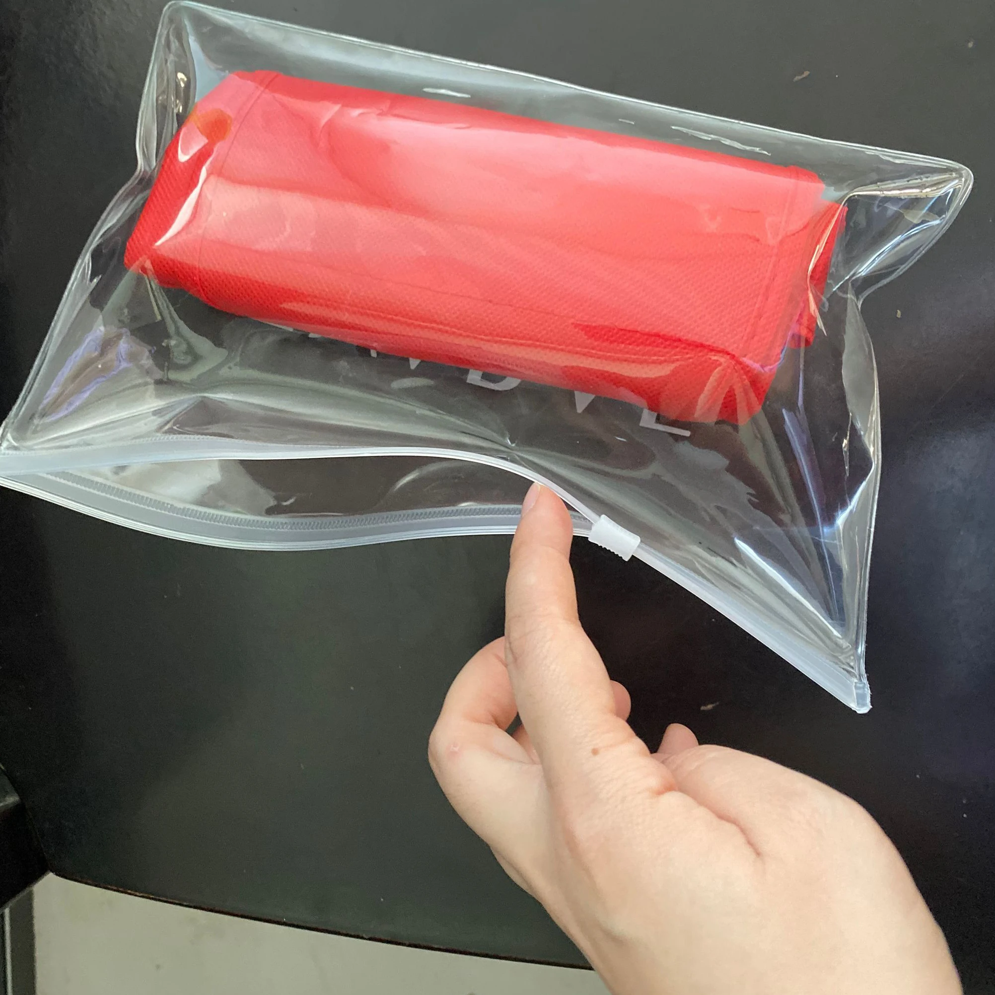 50pcs Custom LOGO eco materials Waterproof Transparent Clear Zipper Bag Recycled Plastic EVA Packaging Bags for Swimsuit Bikinis