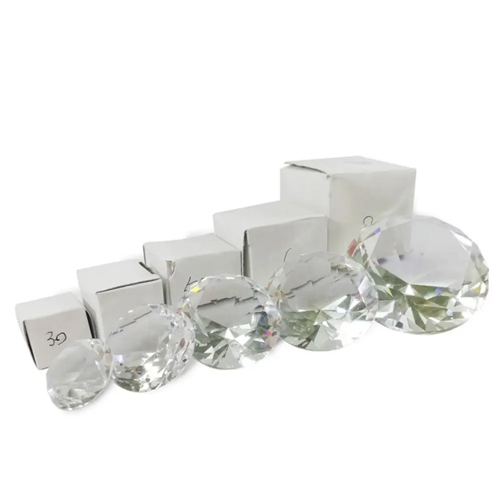 Paperweights Desktop Ornaments Home Decoration Clear Glass Faceted Cut Crystal Diamond Raw Gemstone