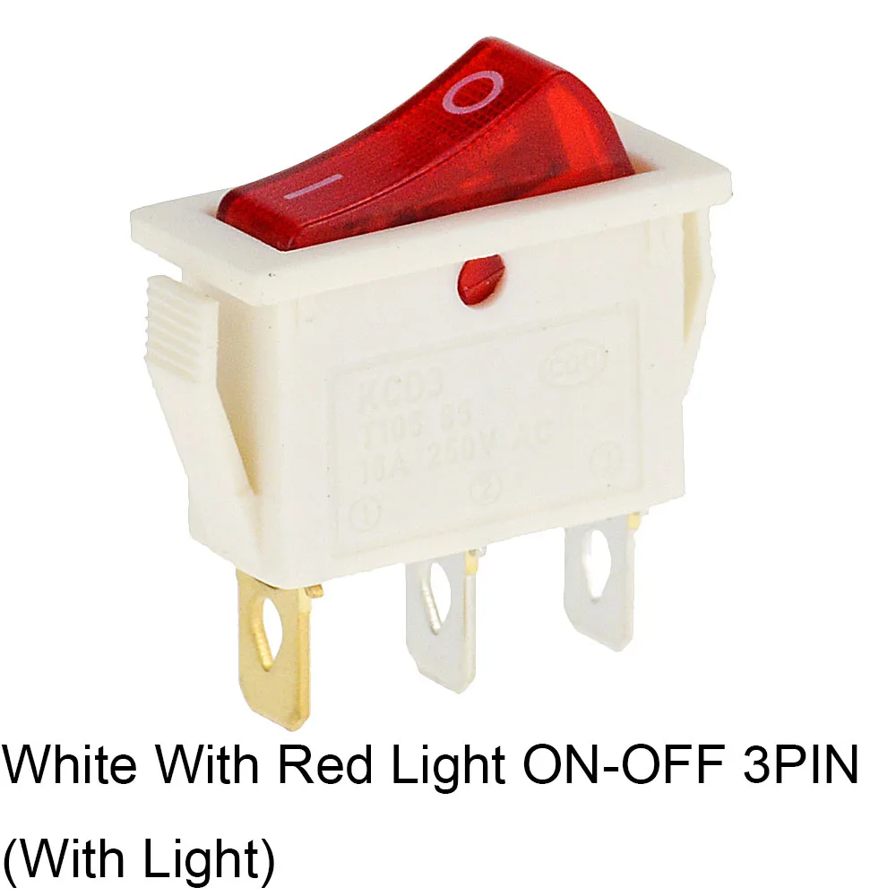 1PCS KCD3 Rocker Switch ON-OFF 2 Position Electrical equipment With Light Power Switch 16A 250VAC/ 20A 125VAC 30*13.5mm