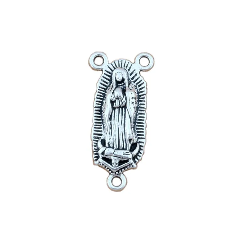 OLR Lady OF Guadalupe Triangular 3-Strand Charm Spacer End Connector 14x30.5mm 50pcs Antique Silver Jewelry F-60