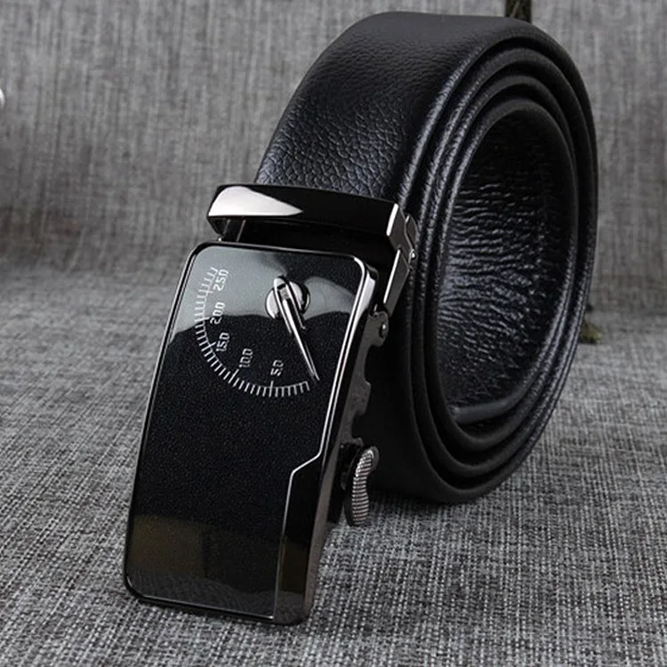 Men's head layer genuine male leather belts wide black belt double-sided automatic buckle leisure business belt pure Cowskin