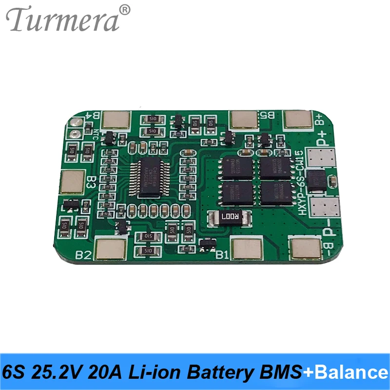 Placa de protección de equilibrio de batería de litio Turmera 2S 3S 4S 6S BMS para destornillador, 7,2 V, 12V, 14,4 V, 16,8 V, 18V, 21V, 25V